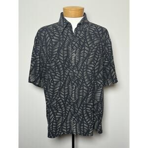 AXIS LA Mens XL Shirt 100% Silk Short Sleeve Button Down Leaf Print Hawaiian